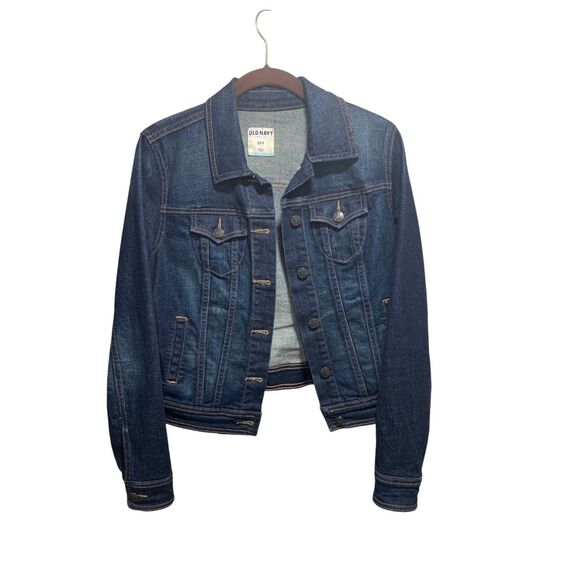 Old Navy Womens Dark Wash Long Sleeve Western Boho Denim Jacket S Essential - Picture 1 of 5